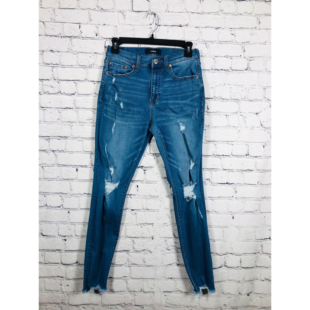 Aero Jeans Womens High Rise Skinny Blue 8 Excellent Distressed Frayed Hem